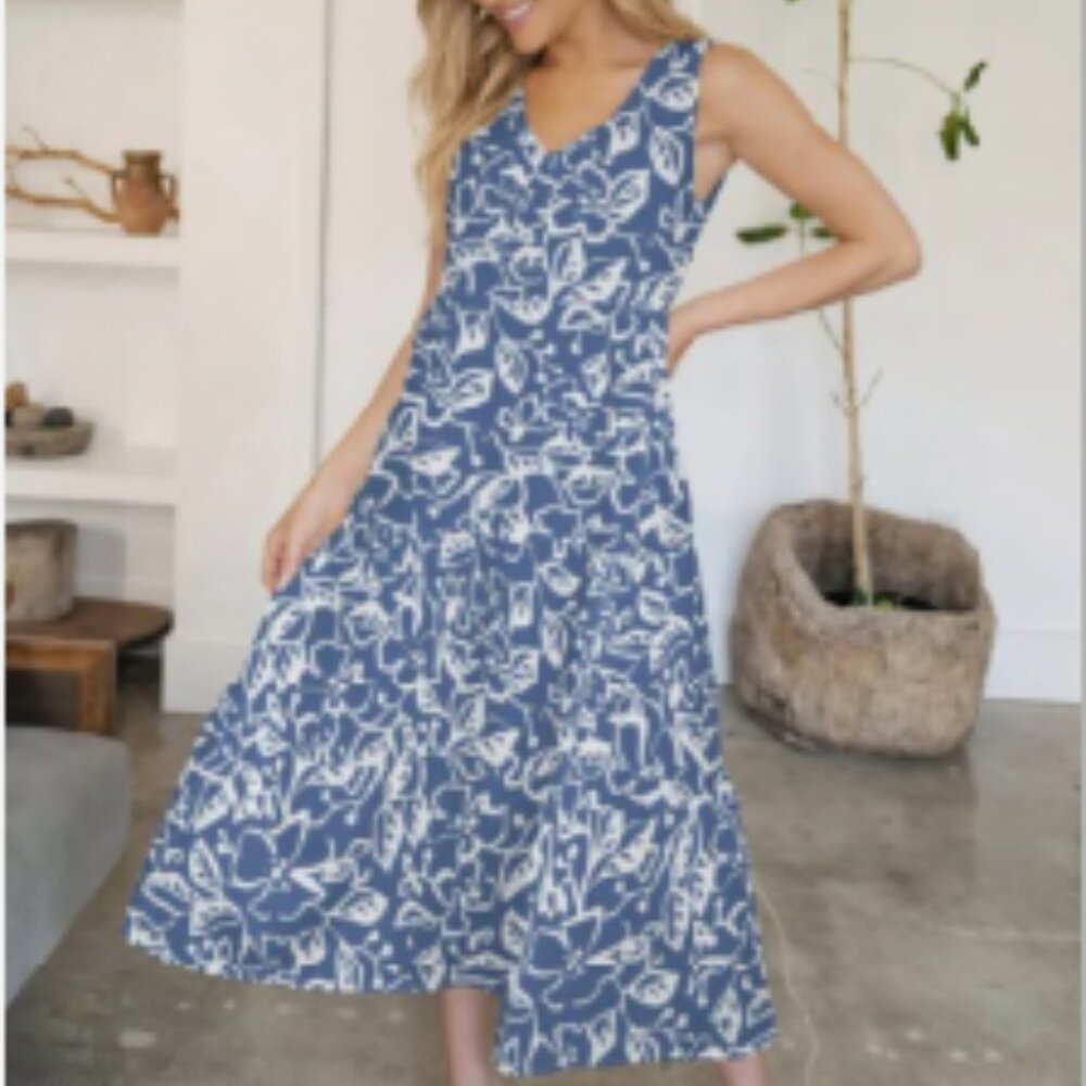 V neck Sleeveless Dress